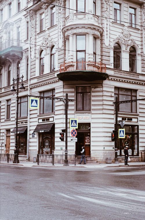 Free Beautiful urban scene of historic architecture at a corner in Saint Petersburg, Russia. Stock Photo