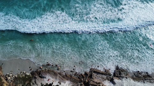 Aerial Shot of Wavy Sea