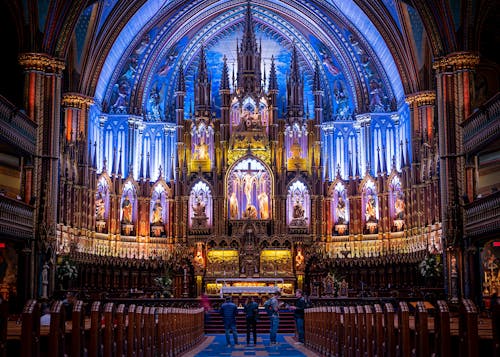 Free Interior of the Notre-Dame Basilica in Montreal, Quebec, Canada Stock Photo