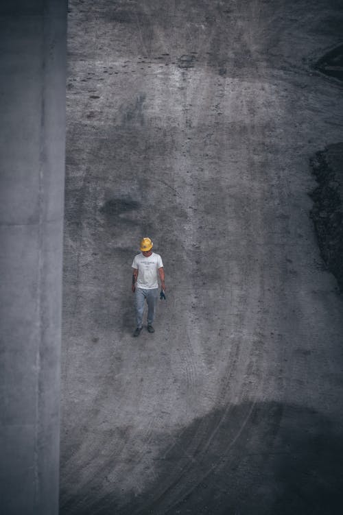 High Angle View of a Construction Worker 