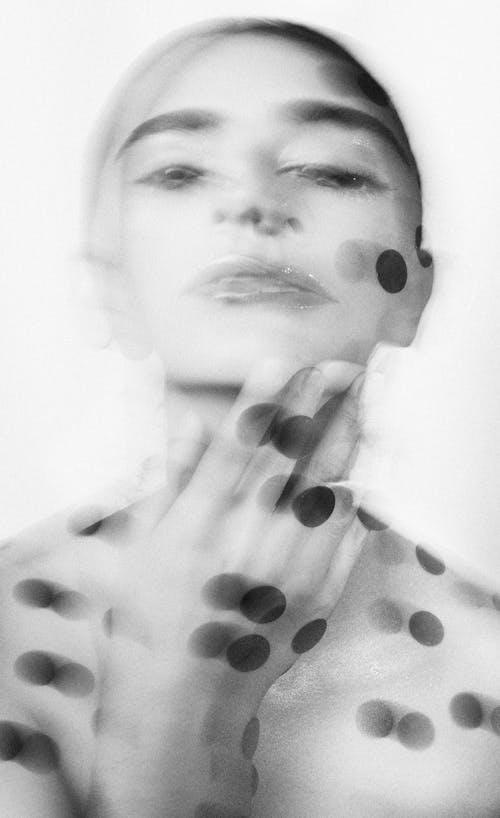 Portrait of Woman in Black Dots