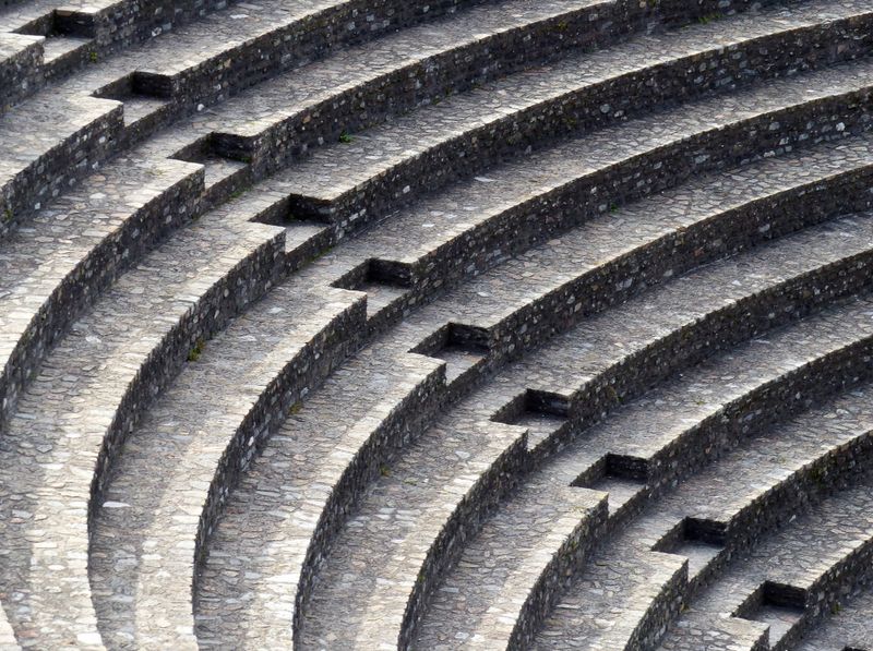 Stone seating tiers of the Gallo-Roman amphitheatre in Lyon
