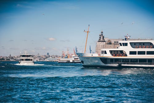 White Ships on Sea