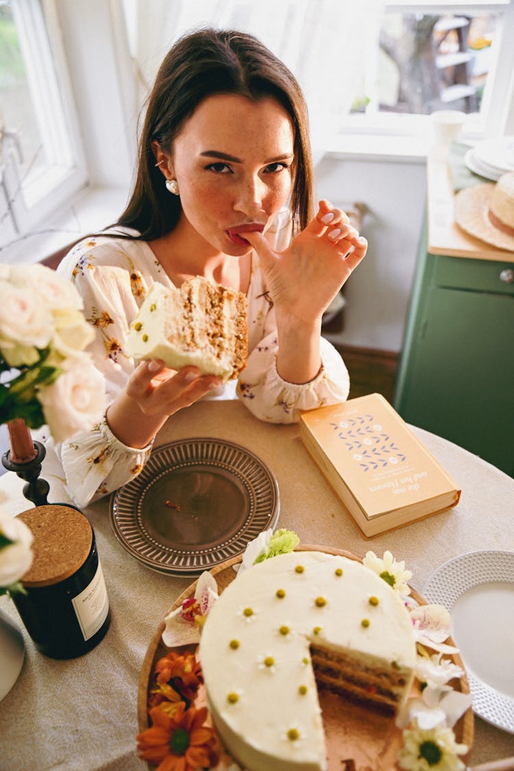 Woman Eating Cake