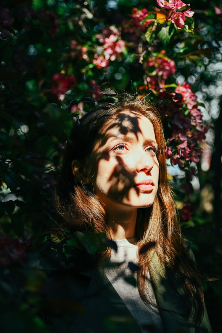 Portrait Of Woman With Leaf Shadows