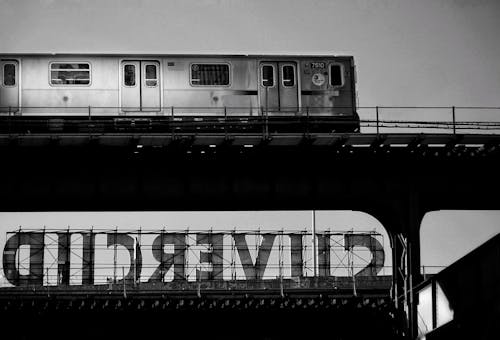 Grayscale Photo of a Train