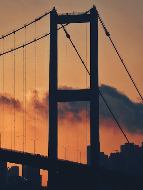 Fotos de stock gratuitas de arquitectura, cables, cielo naranja