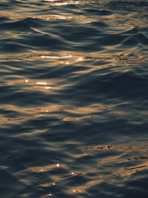 Free A serene view of sunlight glimmering on gentle ocean waves, capturing a peaceful moment. Stock Photo