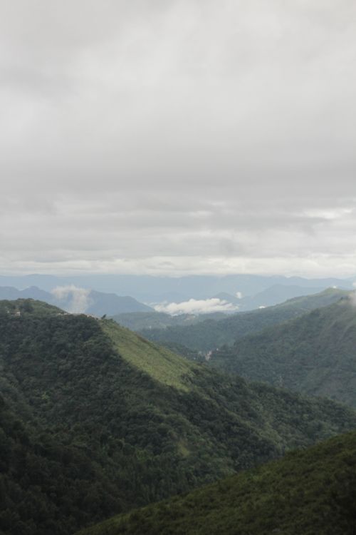 Free Captivating view of a lush mountain valley under a cloudy summer sky. Stock Photo