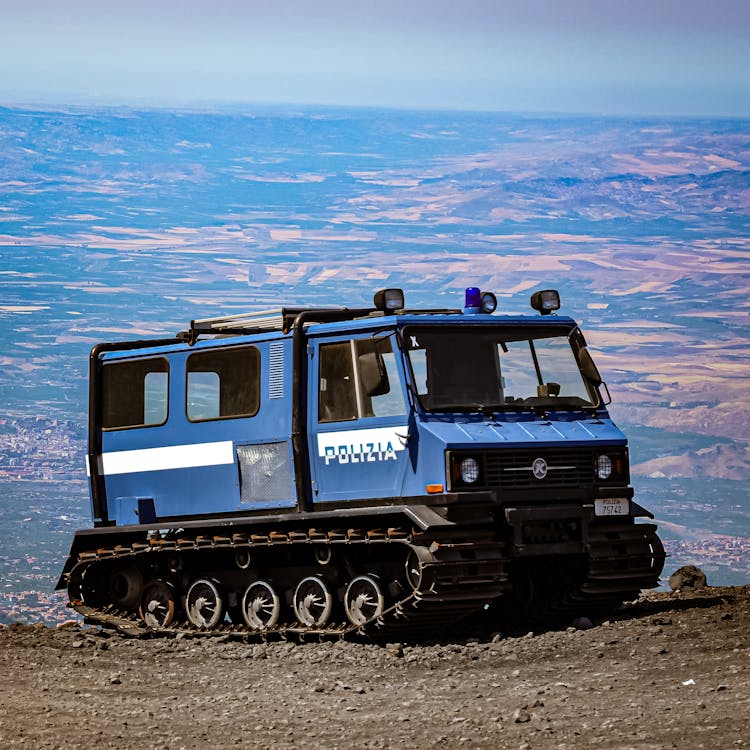 Police Tracked Vehicle On The Beach 