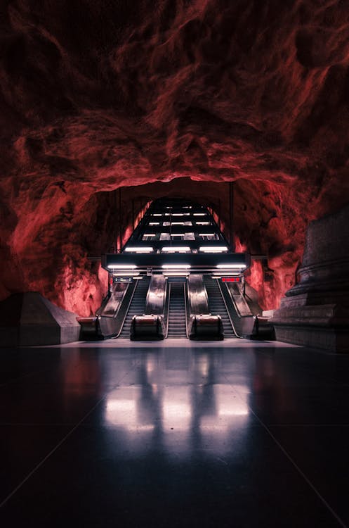 Rocks over Escalator in Subway in Sweden · Free Stock Photo