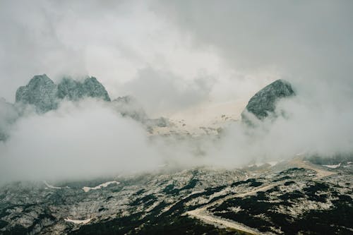 Aerial Photography of Cloudy Mountains