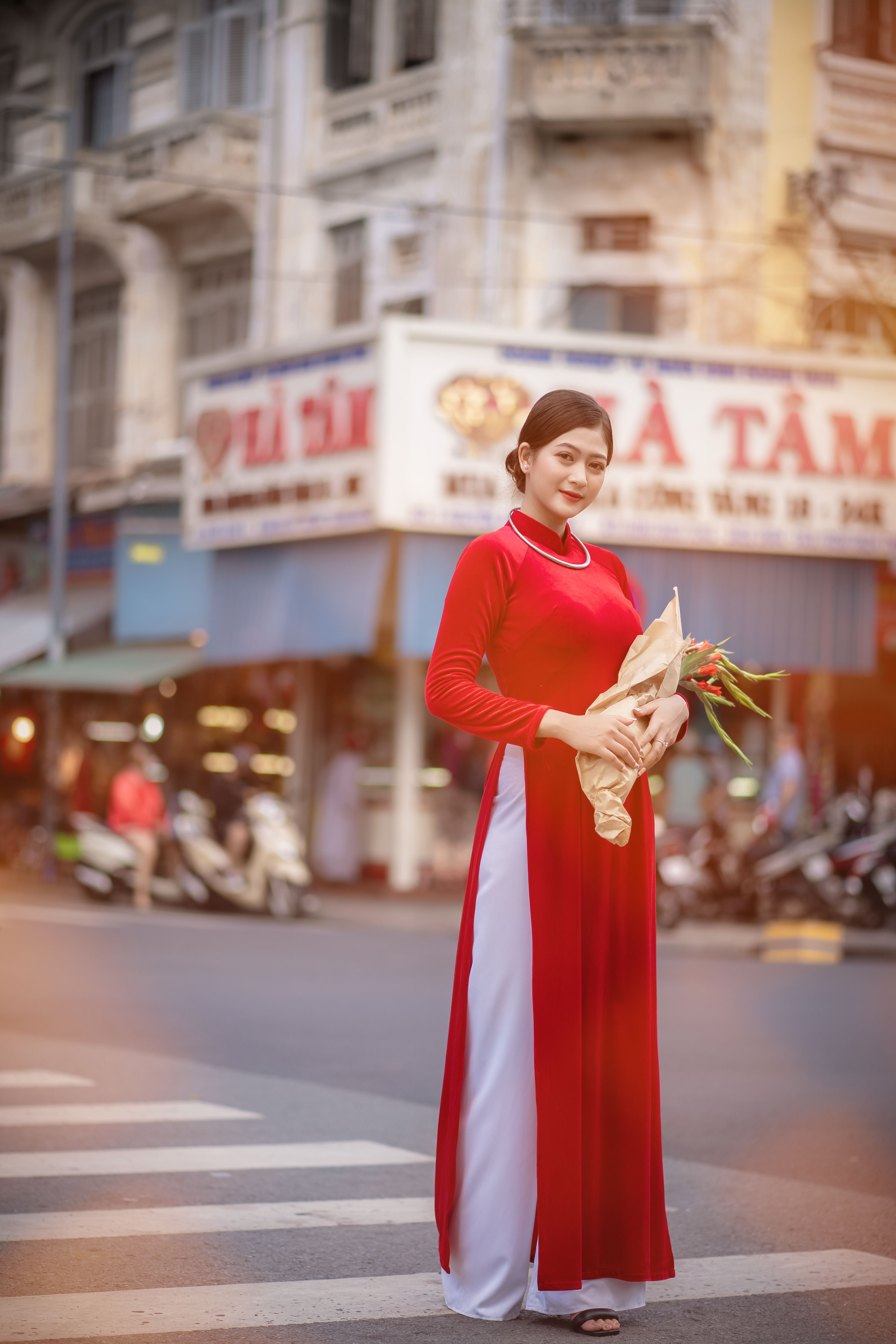 A Pretty Woman in Red Traditional Dress Smiling · Free Stock Photo