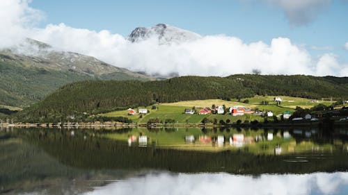 Small Village by Lake