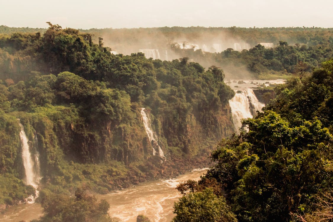 Aerial Photography of Waterfalls on Forest