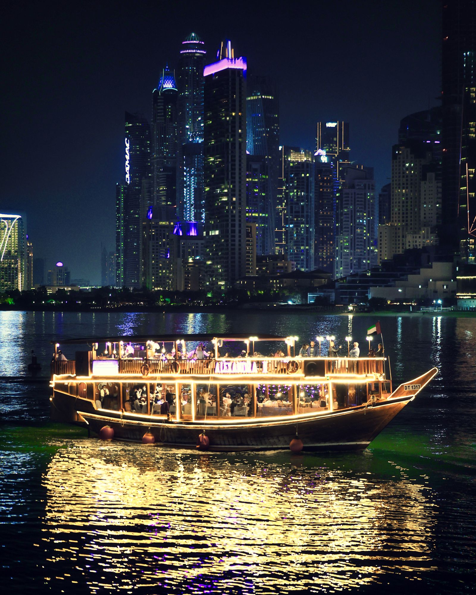 Dhow cruise gliding past the skyline