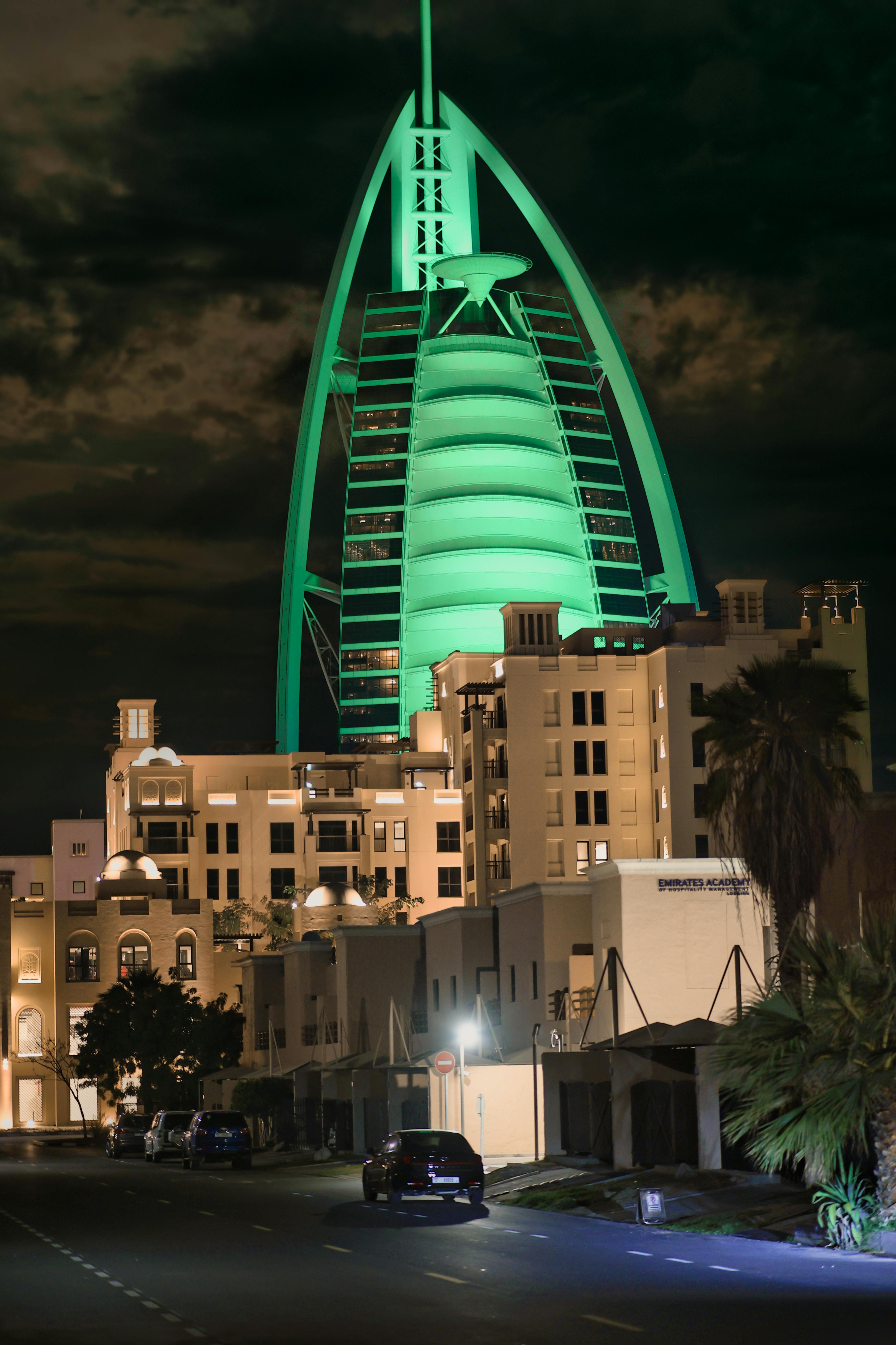 illuminated burj al arab in dubai
