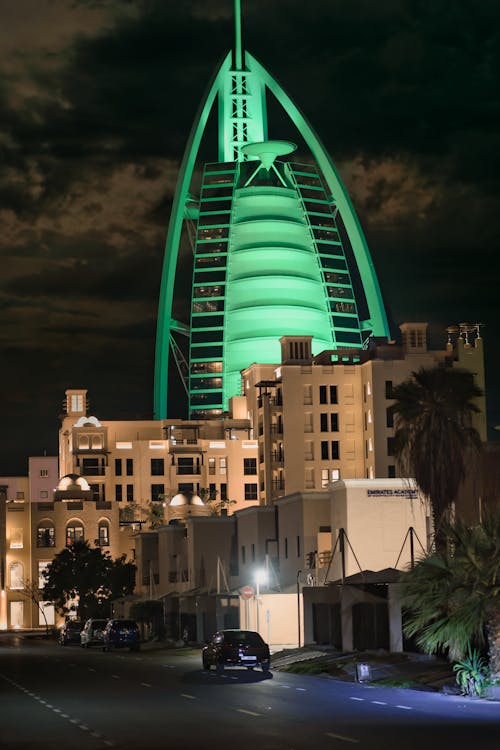 Free Illuminated Burj al Arab in Dubai Stock Photo