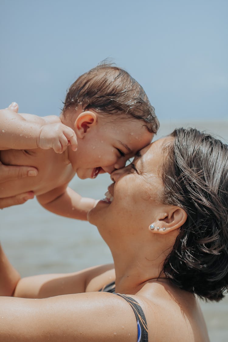 Mother And Baby Smiling