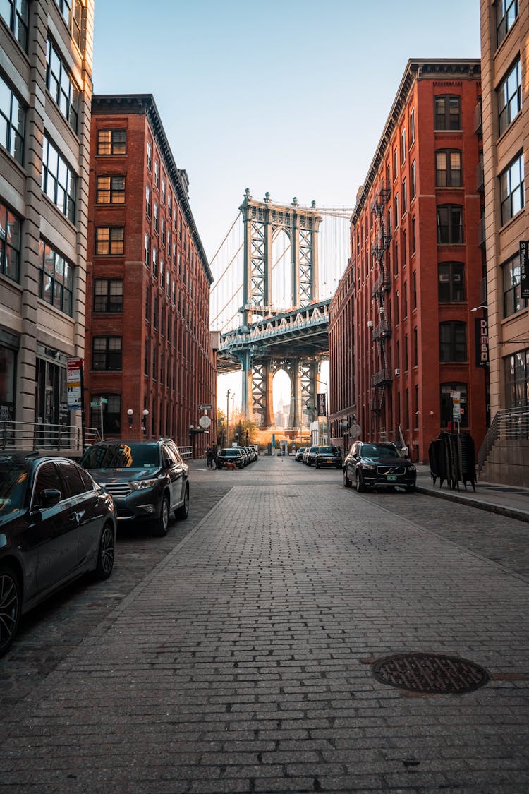 Brooklyn Bridge Visible Between Blocks 