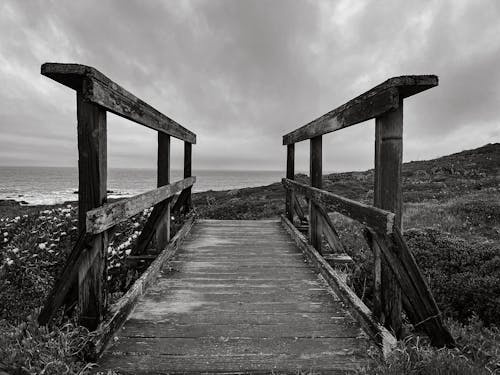 Brown Wooden Bridge Near the Ocean