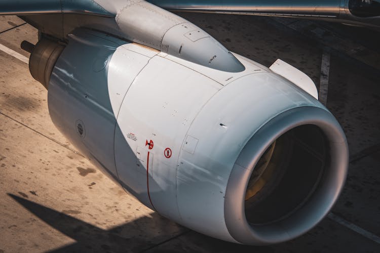 Close-up Of A Jet Airplane Engine 