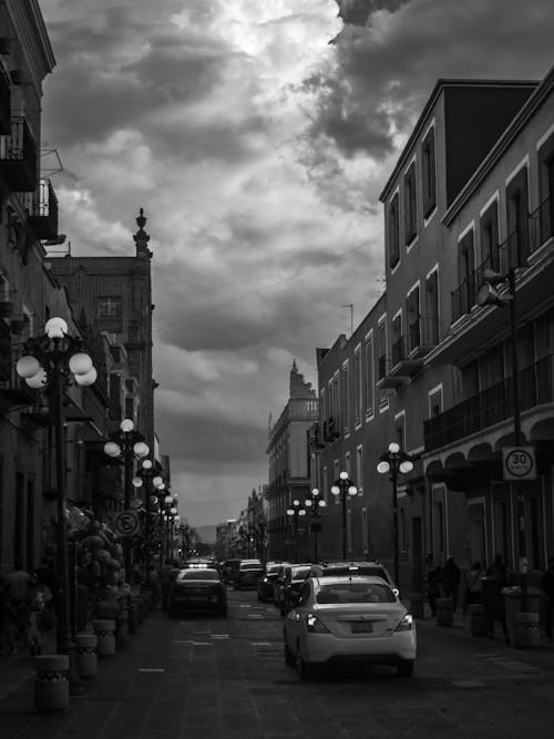 Cars on Street in Town