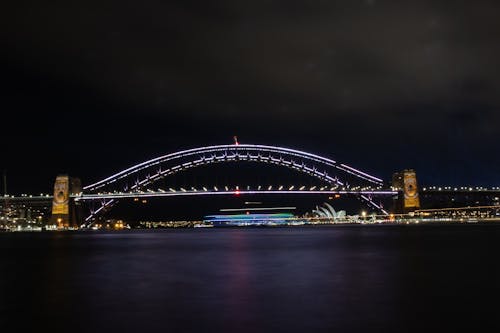 Gratis lagerfoto af operahuset i sydney, sydney harbour bridge, sydney vivid festival