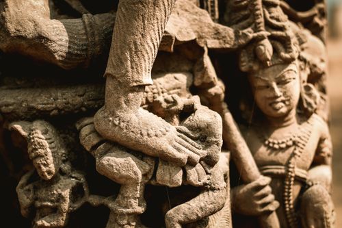 Free Detailed close-up of an ancient stone relief, showcasing intricate carvings and textures. Stock Photo