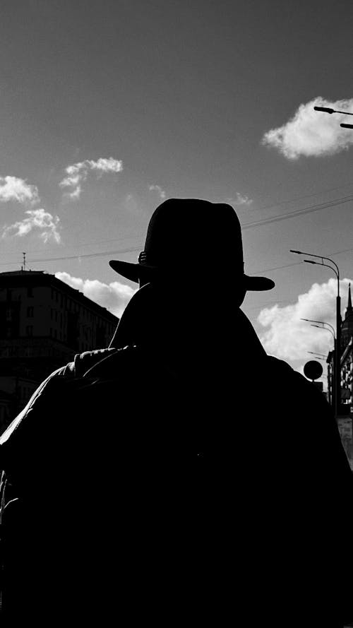 Silhouette of a Person Wearing a Hat