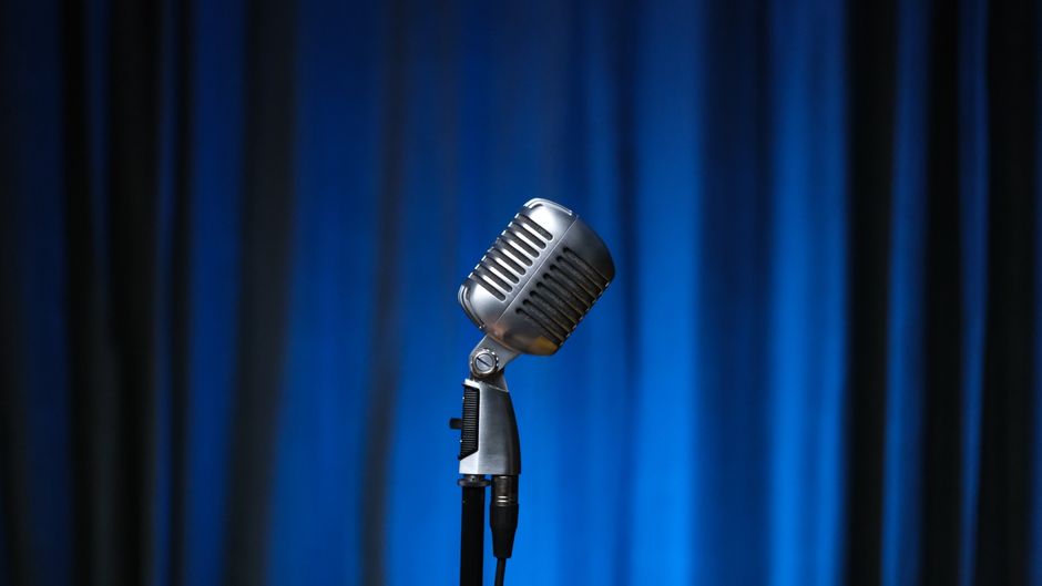 vintage 1940s microphone stage