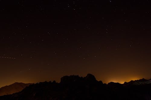 Free Silhouette of Mountain at Night  Stock Photo