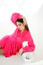 Portrait of Beautiful Woman Wearing Pink Dress