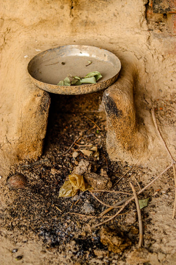 Plate On Old, Ground Fireplace