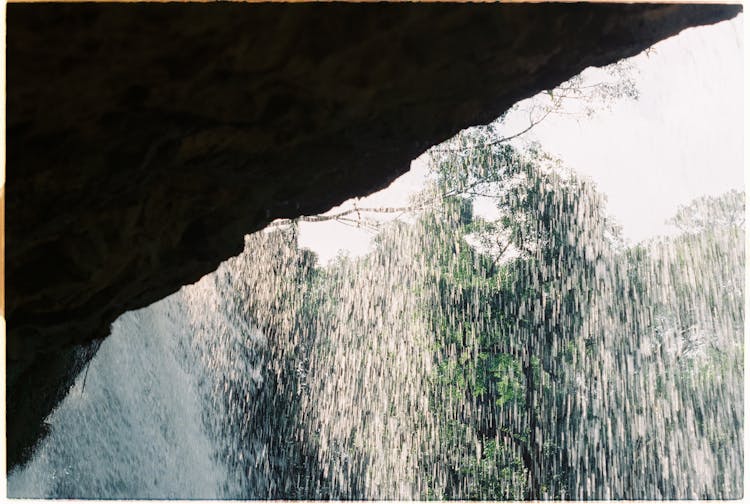 Rock Formation With Waterfall