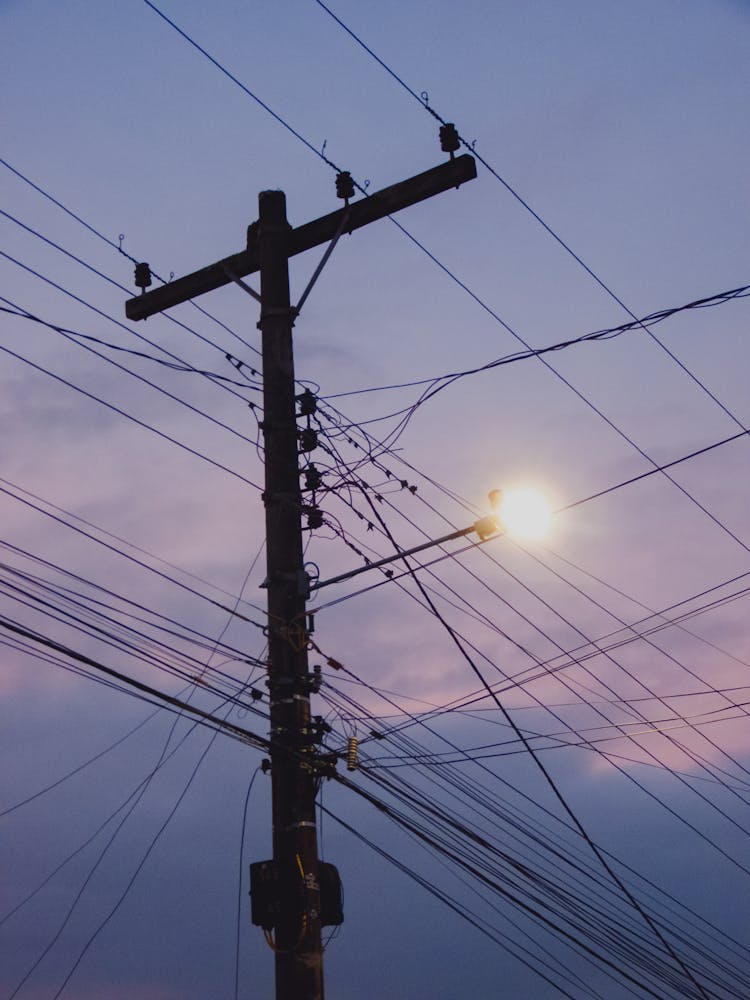 Low Angle View Of A Utility Pole