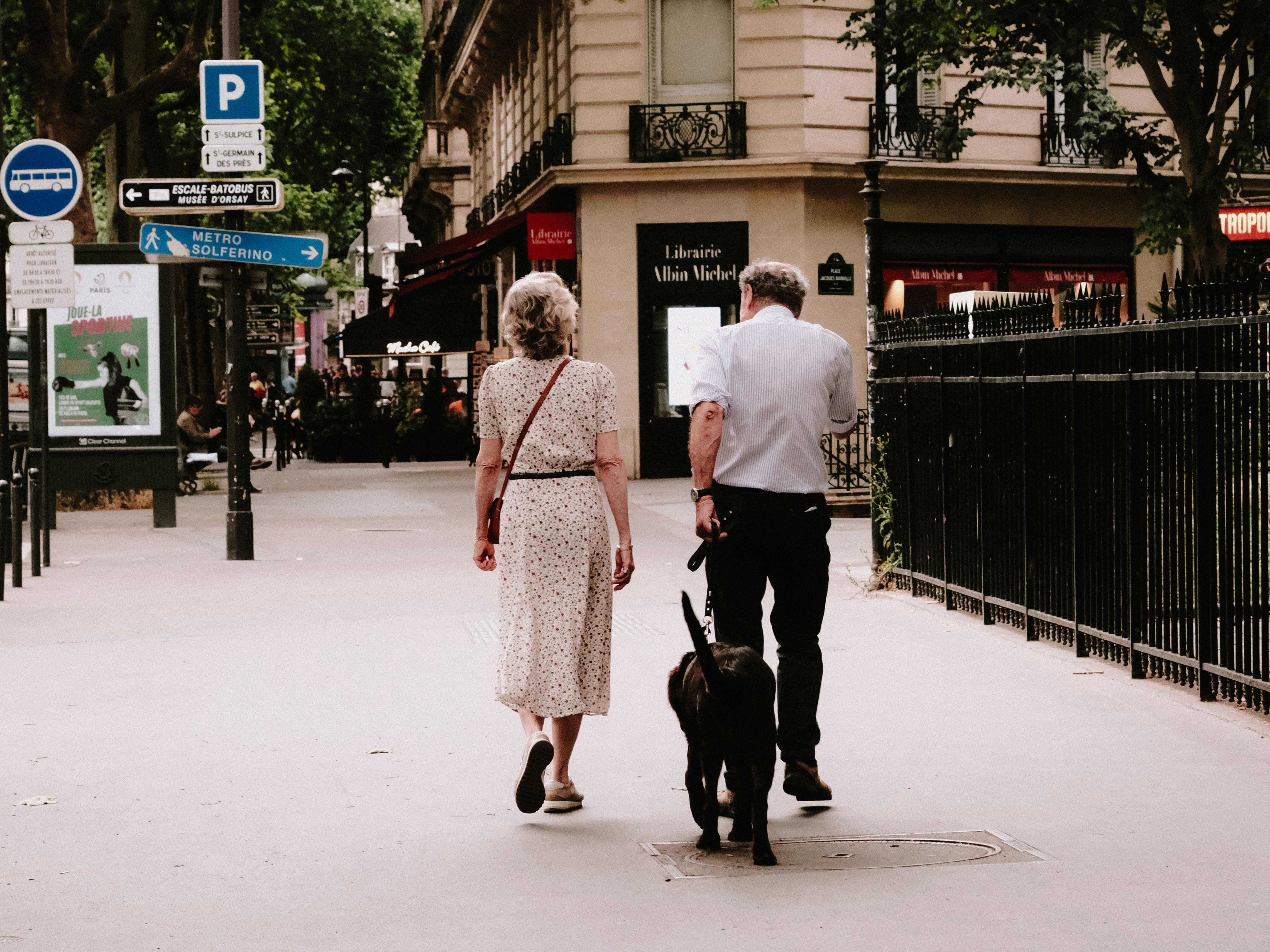 Couple Walking with Their Dog · Free Stock Photo