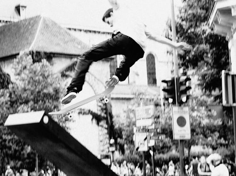 Guy Jumping On Skateboard