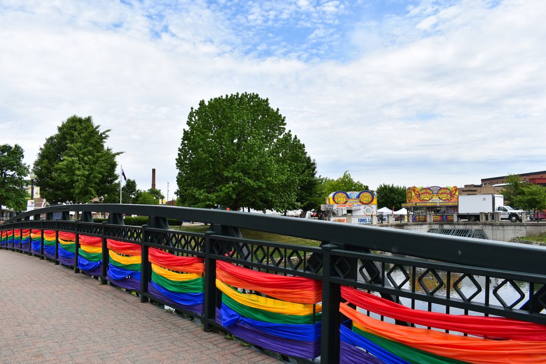 Rainbow Colors Decorating a Bridge · Free Stock Photo