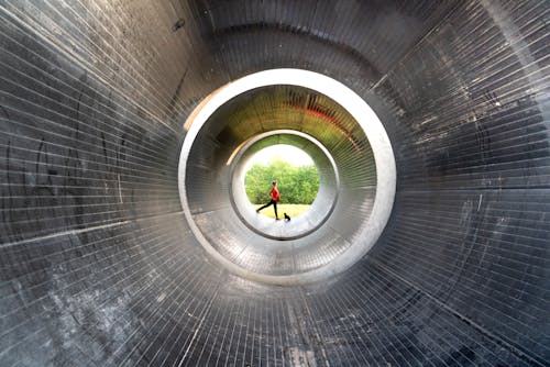 Person Seen through Tunnel