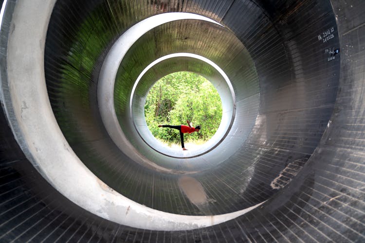 Person Posing In Tube