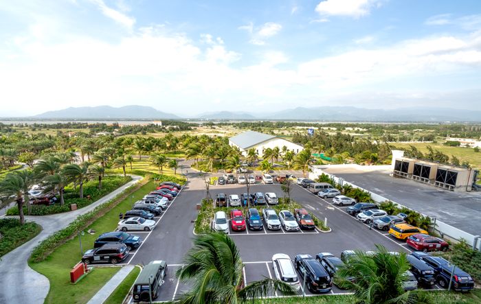 Aerial view of a managed parking area