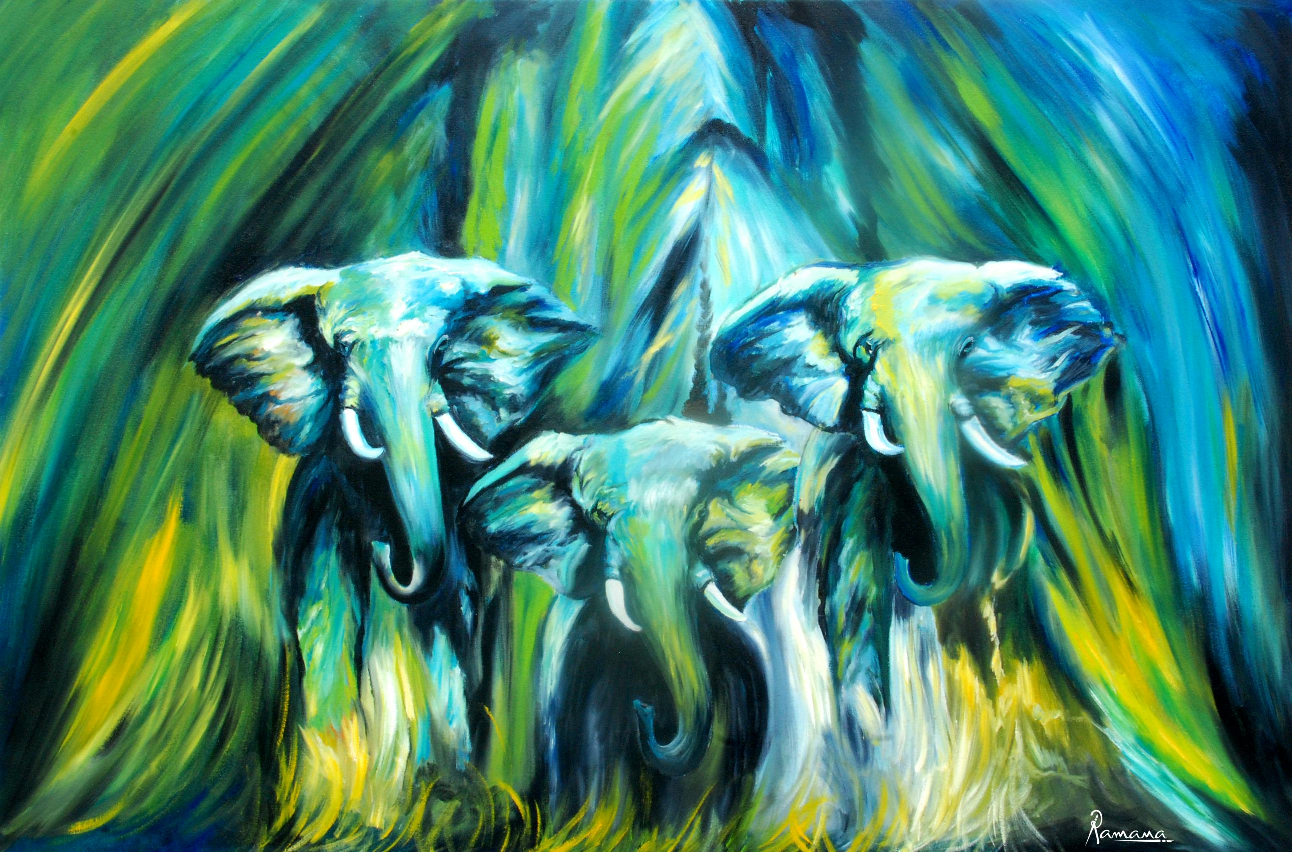 Free Stock Photo Of African Elephant Art Oil Painting