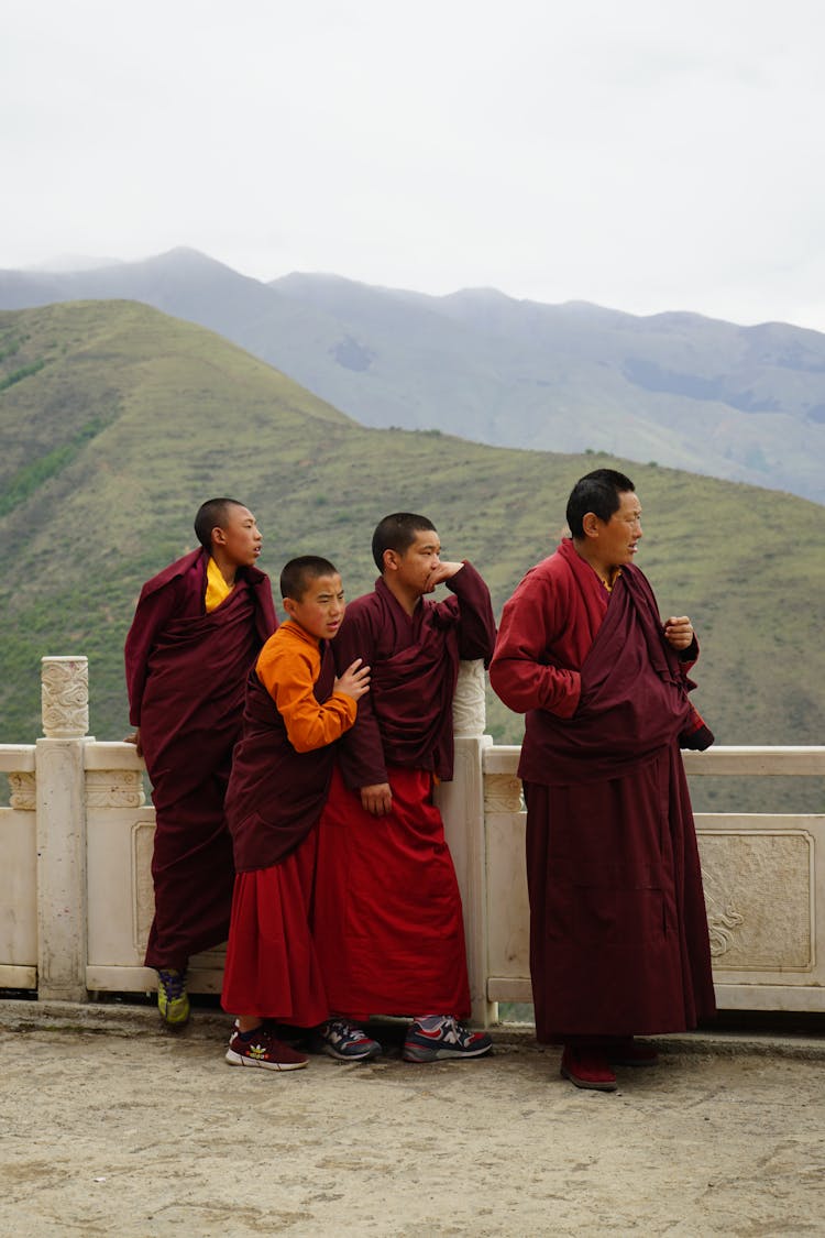 Group Of Buddhist Monks In Tibet