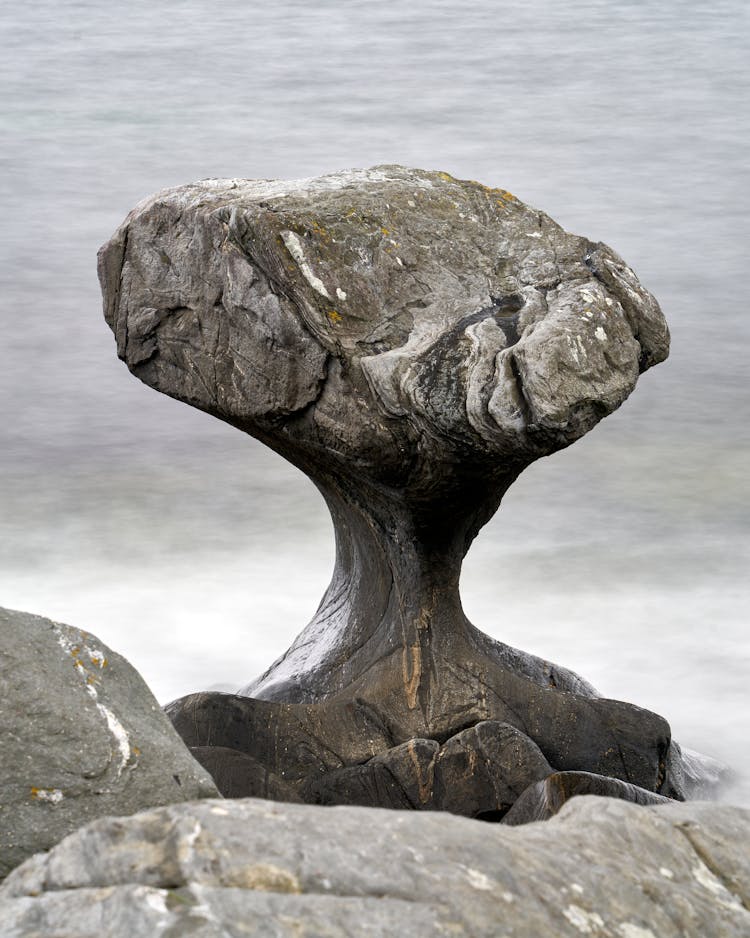 Close Up Of Eroded Rock On Shore