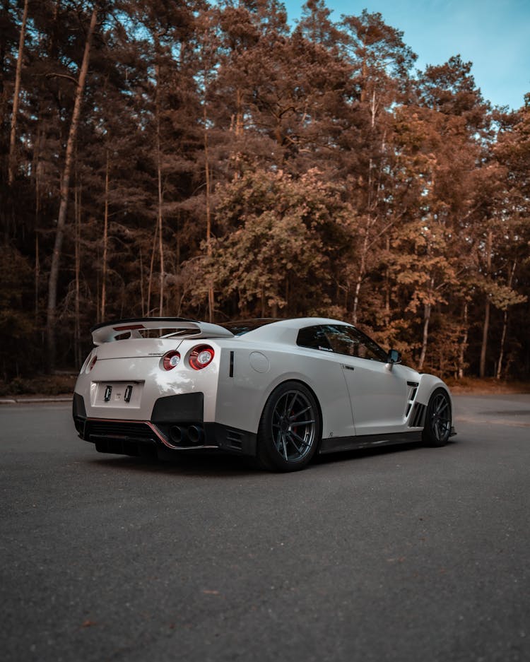 White Nissan GT-R On The Road