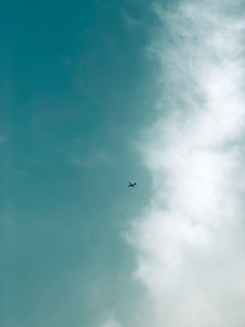 Low-Angle Shot of an Airplane Flying in the Sky