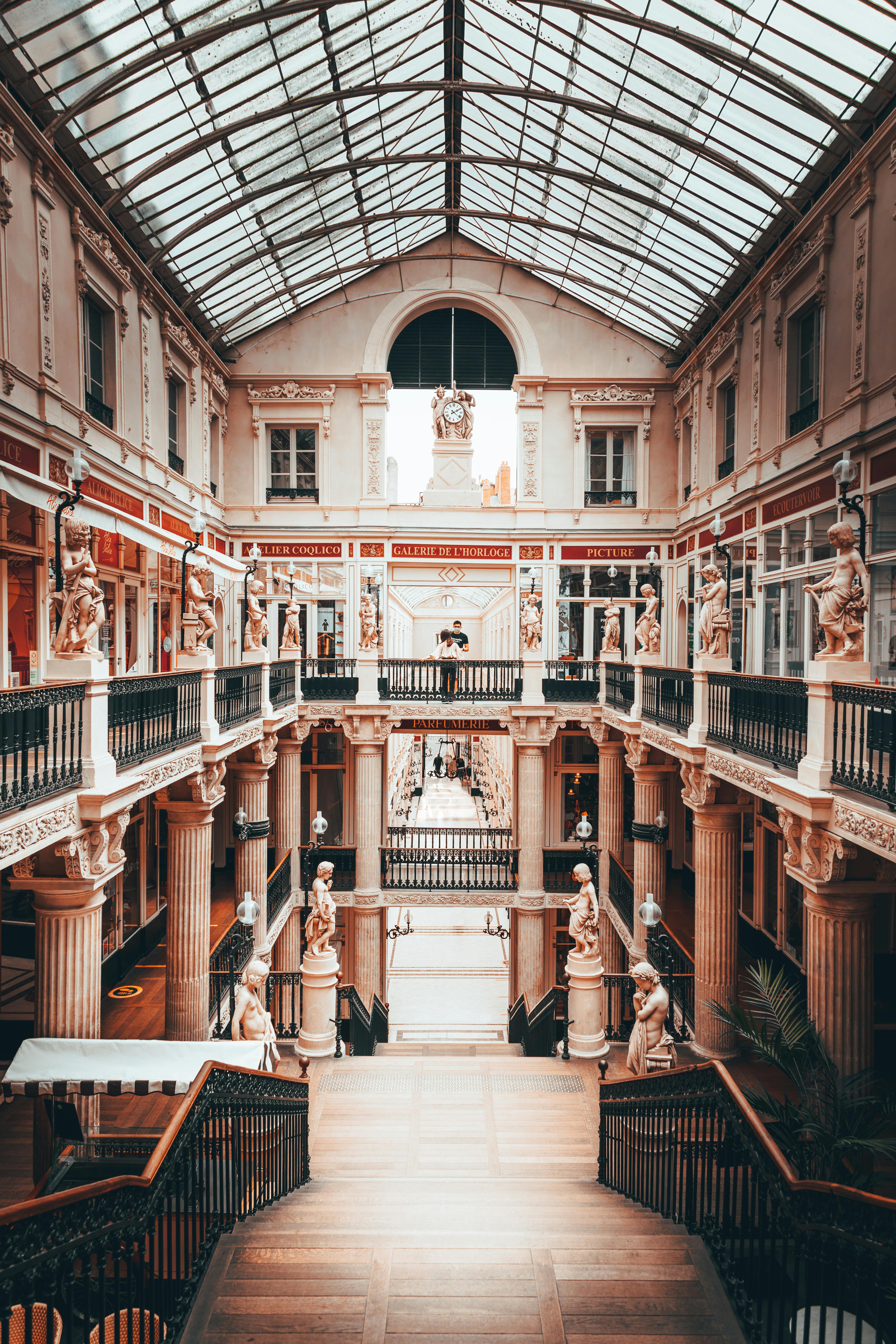 Stairs in Museum with Columns and Statues · Free Stock Photo
