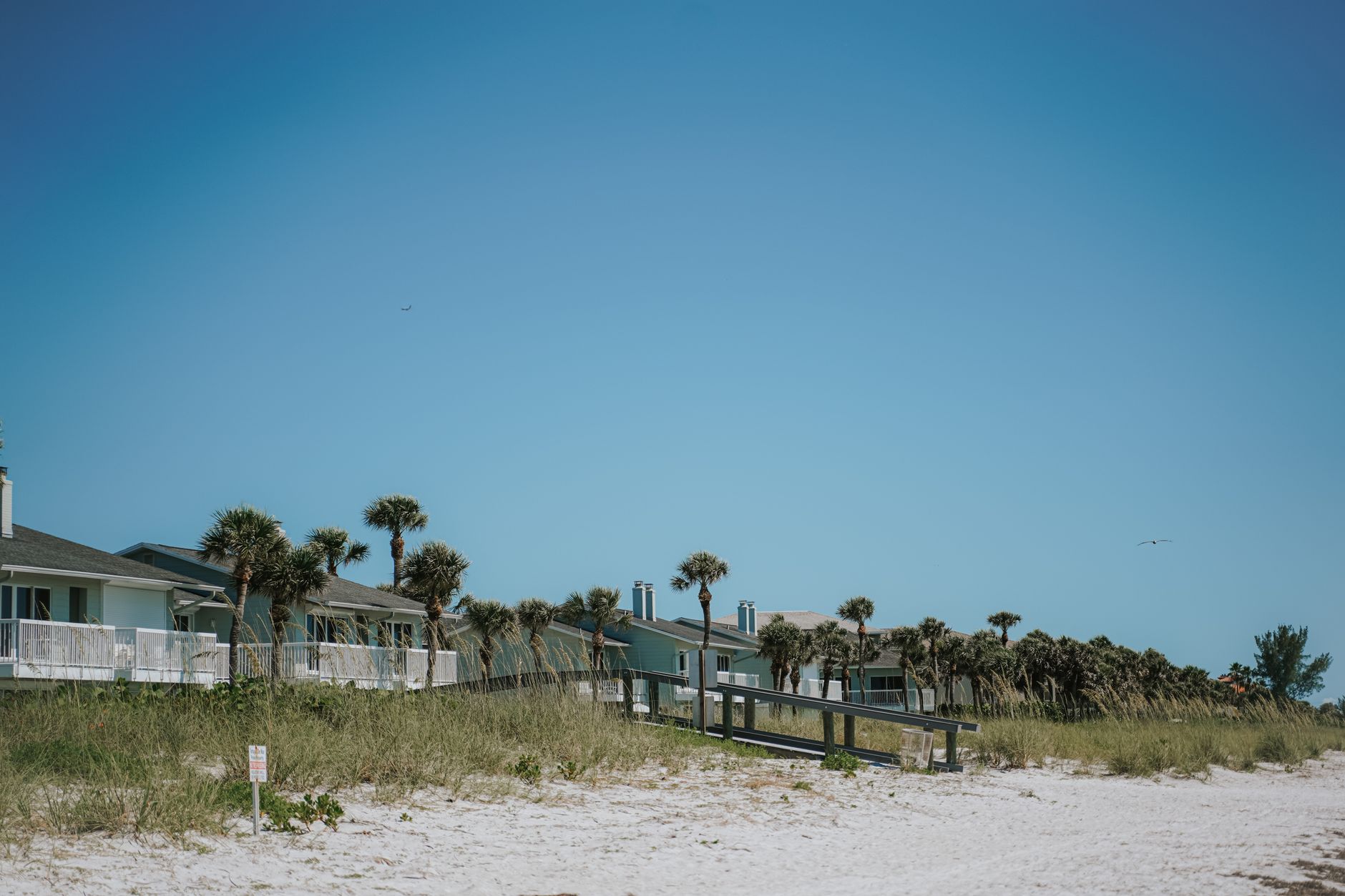 Charming beach homes on Belleair Beach, Florida with a clear blue sky backdrop. — E. coli in Florida