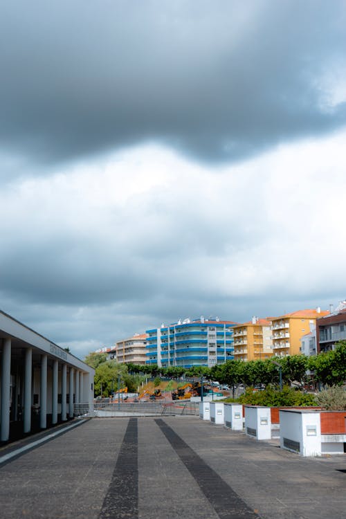 Free stock photo of apartment buildings, blue, buildings